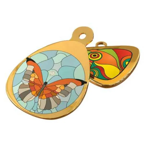 artwork printed on gold pendant