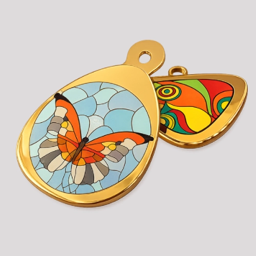 high-quality enamel printing on gold pendant