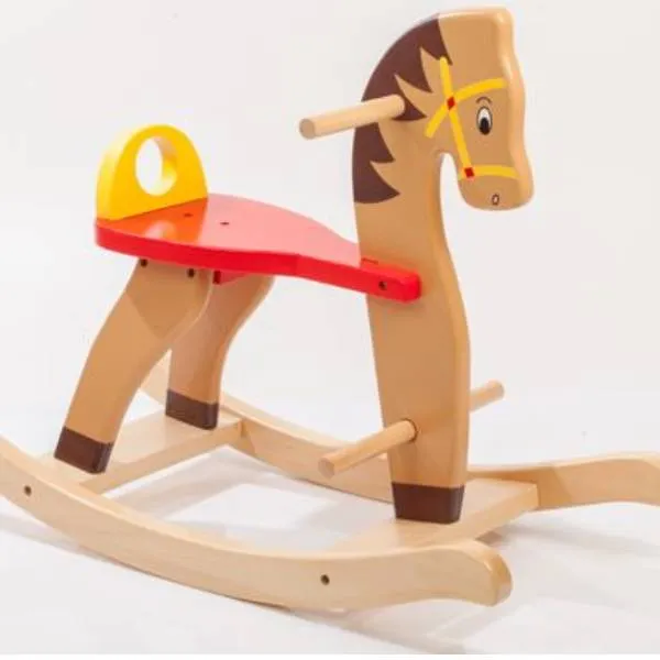 pad printing on wooden ride-on toy for toddlers 